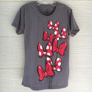 Disney Minnie Mouse Red/White HairBow Balloons Grey T-Shirt - Sz M